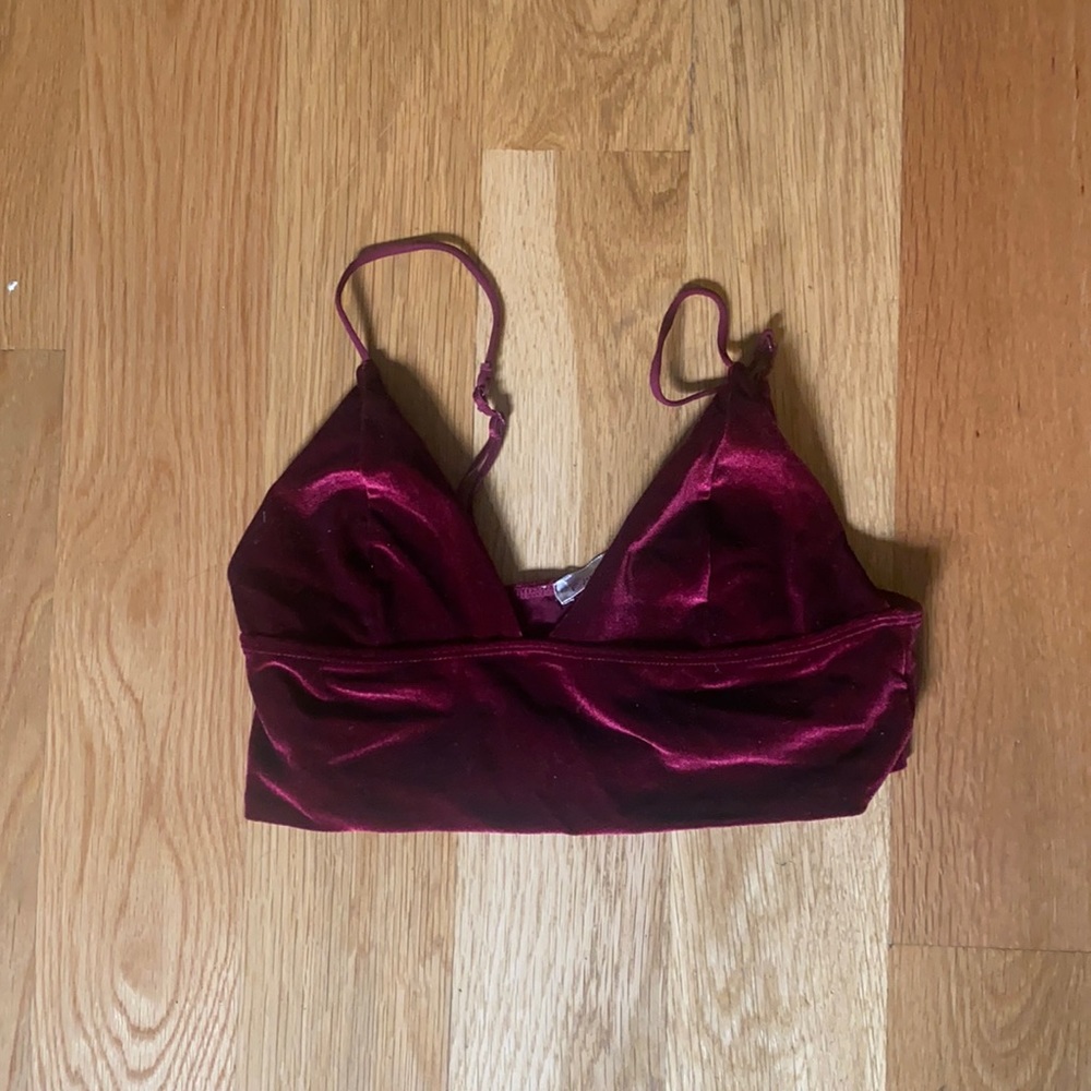 LF velvet maroon crop top